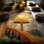 Christian Cross Light Quilted Table Runner
