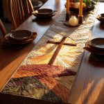 Christian Cross Meadow Quilted Table Runner