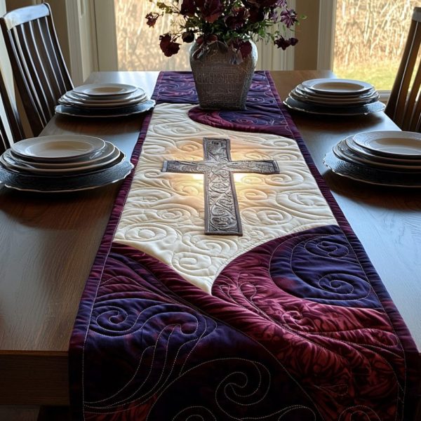 Christian Cross Valley Quilted Table Runner