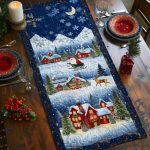 Christmas Village Quilted Table Runner