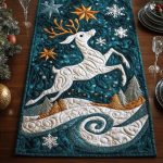 Christmas Reindeer Charm Quilted Table Runner