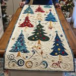 Christmas Starry Night Quilted Table Runner