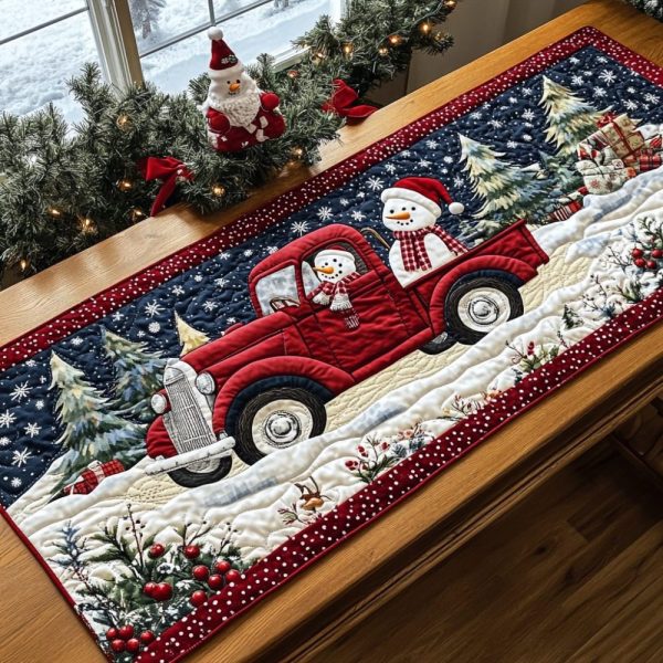 Christmas Tree Delivery Quilted Table Runner