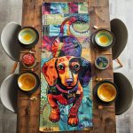 Colorful Dachshund Quilted Table Runner