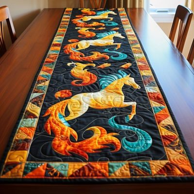 Colorful Horse Quilted Table Runner