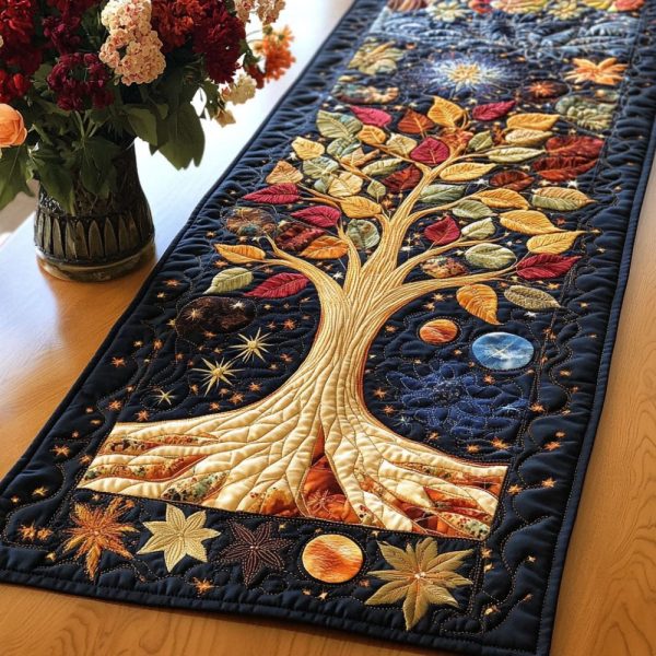 Cosmic Tree Quilted Table Runner