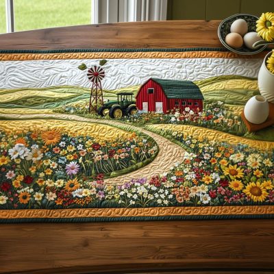Country Fresh Blooms Quilted Table Runner