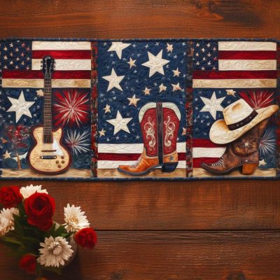 Country Pride Trio Quilted Table Runner