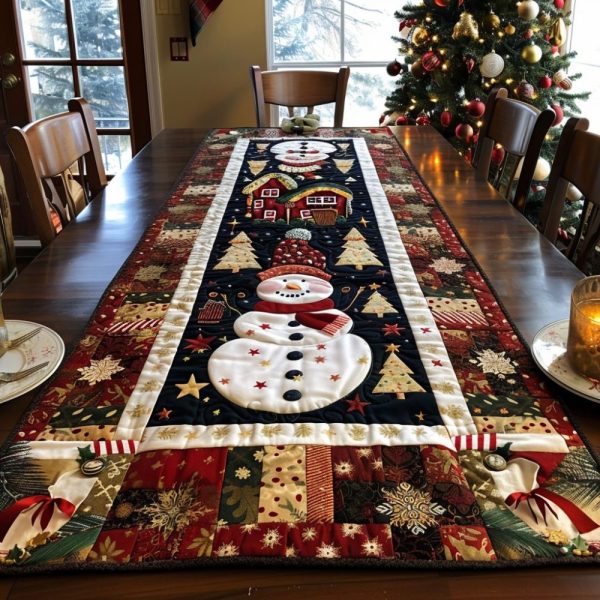 Cozy Snowman Quilted Table Runner