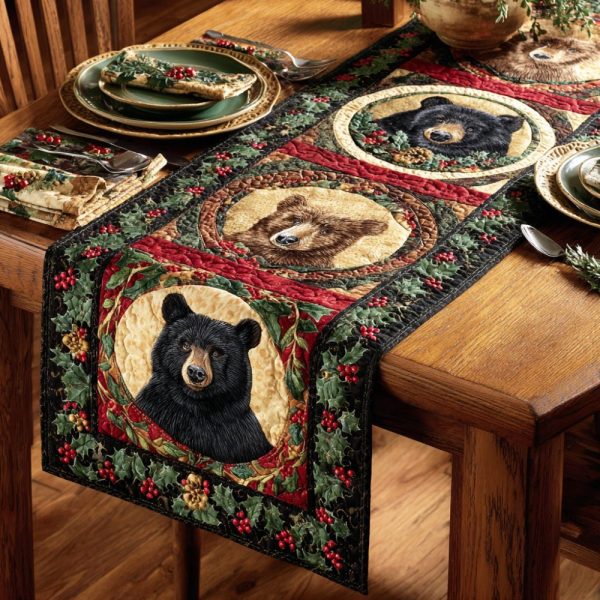 Cozy Bearland Quilted Table Runner