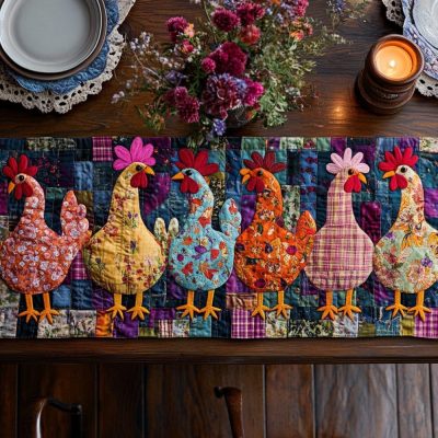 Cozy Cluckers Quilted Table Runner