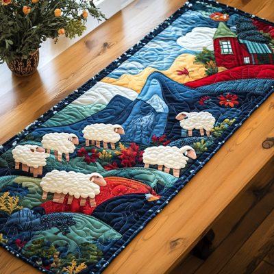 Cozy Flock Quilted Table Runner