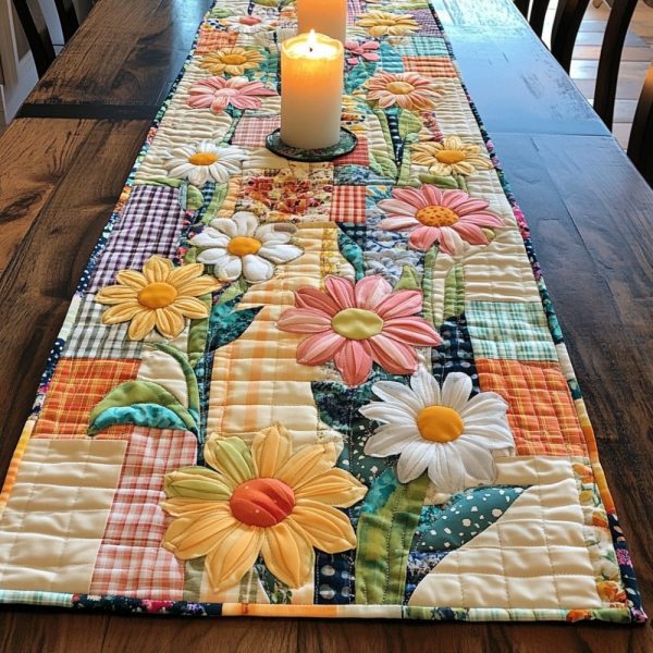 Flower Quilted Table Runner