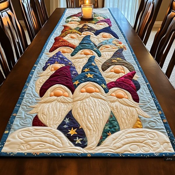 Cozy Gnomes Quilted Table Runner