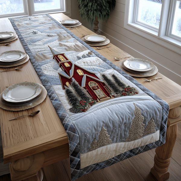 Cozy Pines Chapel Quilted Table Runner