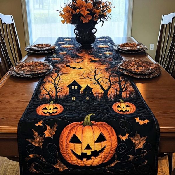Creepy Moon Quilted Table Runner