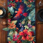 Crimson Crest Quilted Table Runner