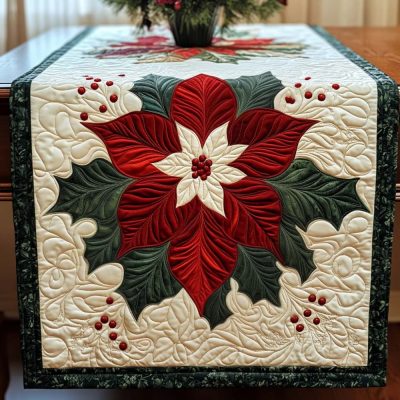 Crimson Glow Quilted Table Runner