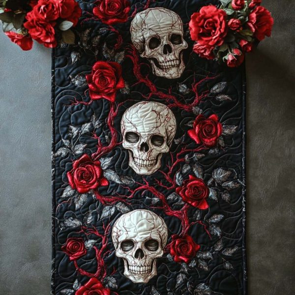 Crimson Skull Quilted Table Runner