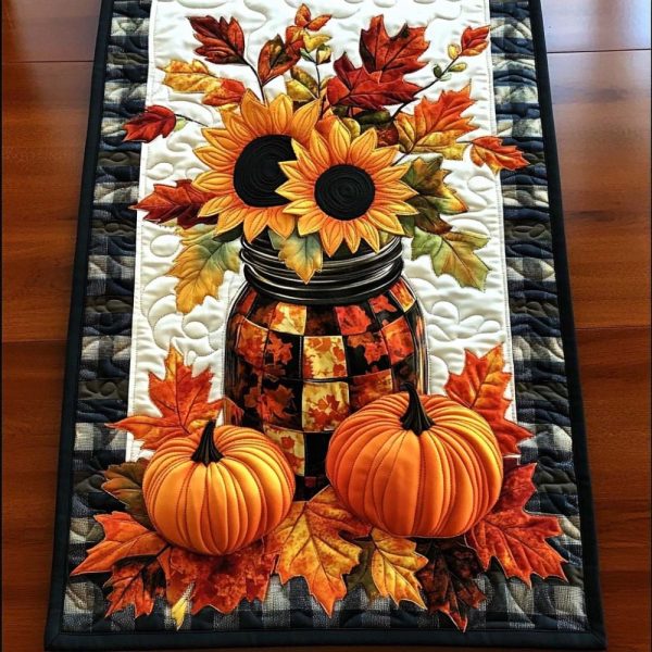 Crisp Leaf Path Quilted Table Runner