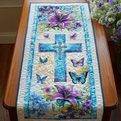 Cross Design Quilted Table Runner