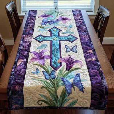 Cross Emblem Quilted Table Runner