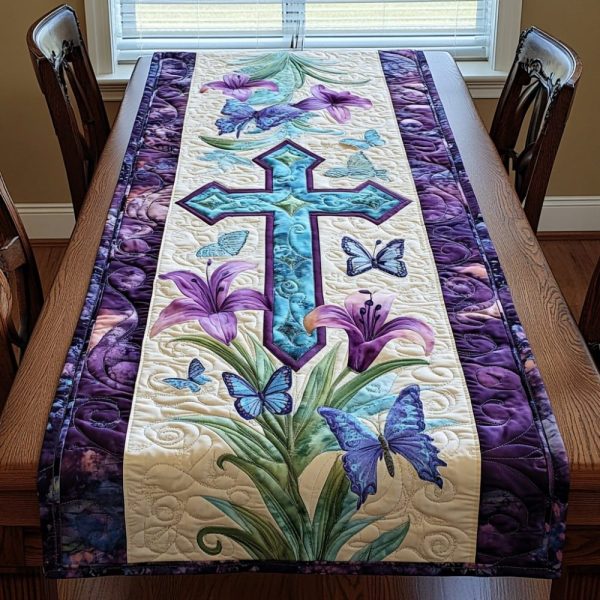 Cross Emblem Quilted Table Runner