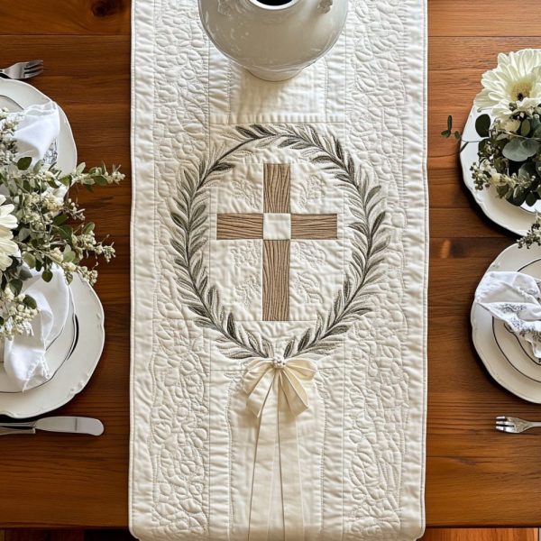 Cross Of Resurrection Quilted Table Runner