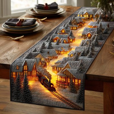 Crystal Snowfield Quilted Table Runner