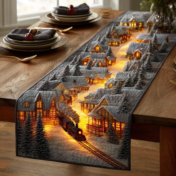 Crystal Snowfield Quilted Table Runner