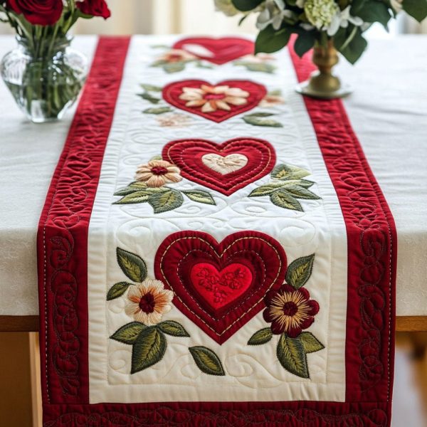 Cupid Whispers Quilted Table Runner