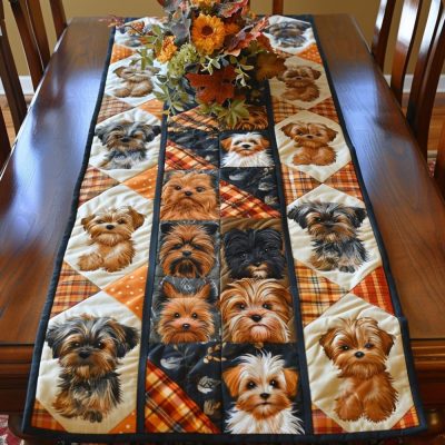Cute Terrier Friends Quilted Table Runner