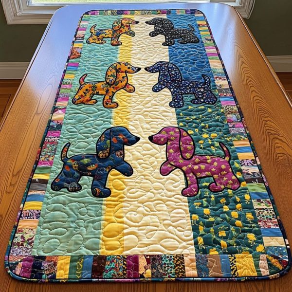 Dachshund Journey Quilted Table Runner