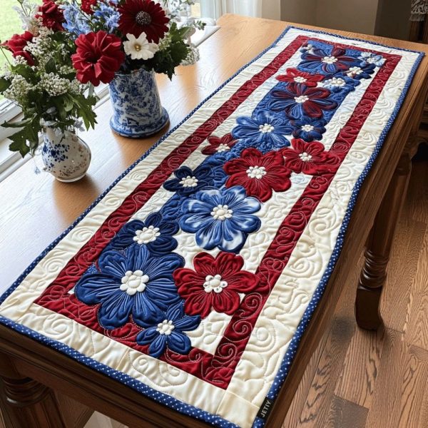 Daisies For Independence Quilted Table Runner