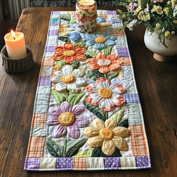 Flower Quilted Table Runner