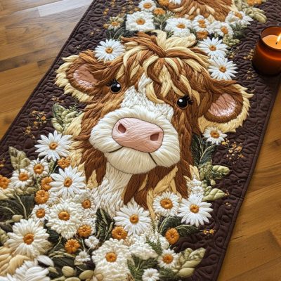 Daisy Moo Quilted Table Runner