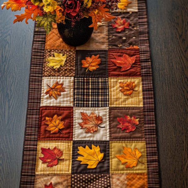 Dancing Maple Leaves Quilted Table Runner
