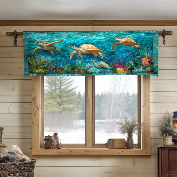 Deep Blue Odyssey Quilted Valance