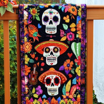 Dia De Los Muertos Elegance Quilted Table Runner