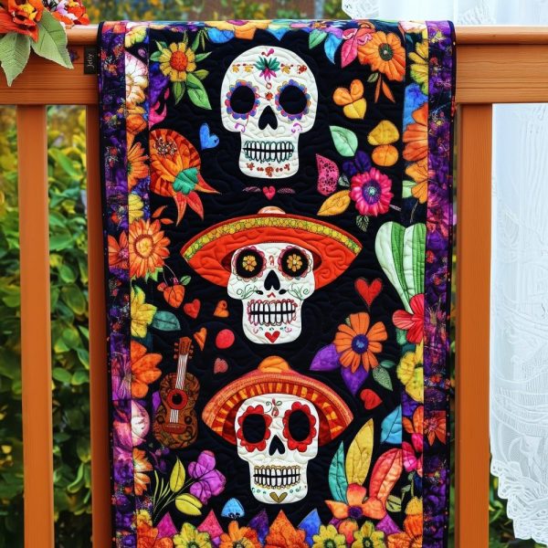 Dia De Los Muertos Elegance Quilted Table Runner