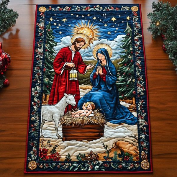 Divine Nativity Blessings Quilted Table Runner