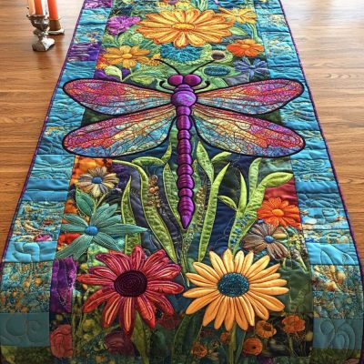 Dragonfly Bloom Quilted Table Runner