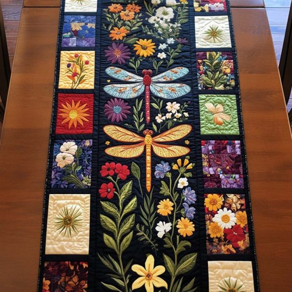 Dragonfly Glow Quilted Table Runner