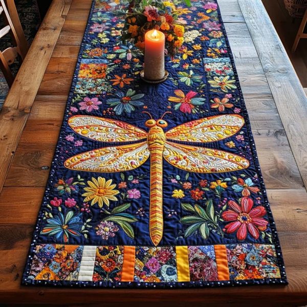 Dragonfly Grace Quilted Table Runner