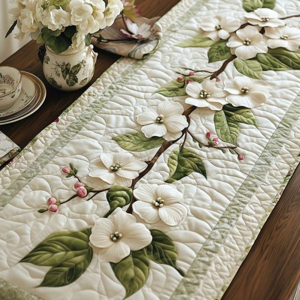 Dreamy Dogwood Quilted Table Runner
