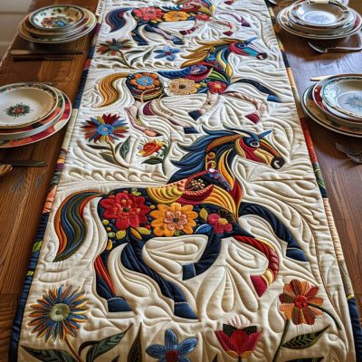 Dynamic Horse Design Quilted Table Runner