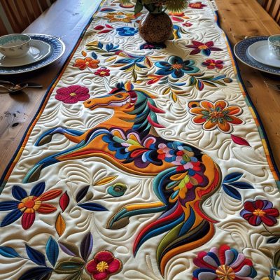 Dynamic Horse Design Quilted Table Runner