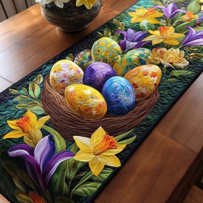 Easter Bloom Quilted Table Runner