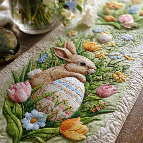 Easter Garden Quilted Table Runner