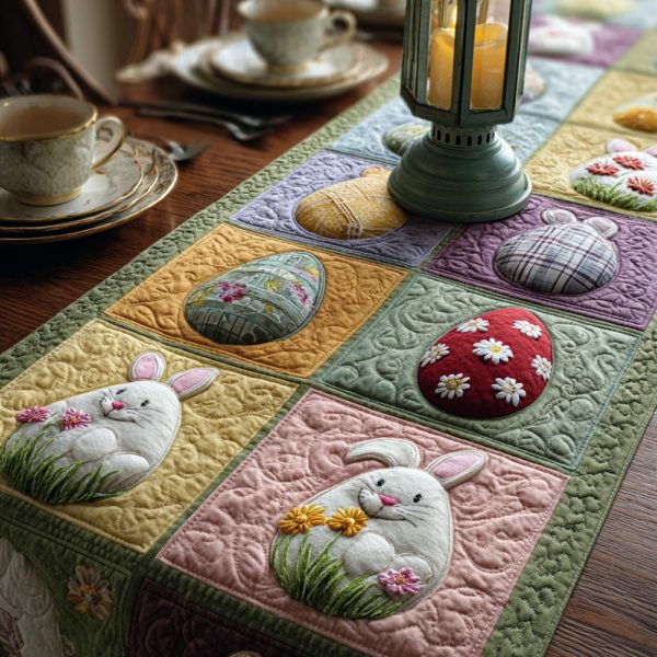 Egg Hunt Garden Quilted Table Runner